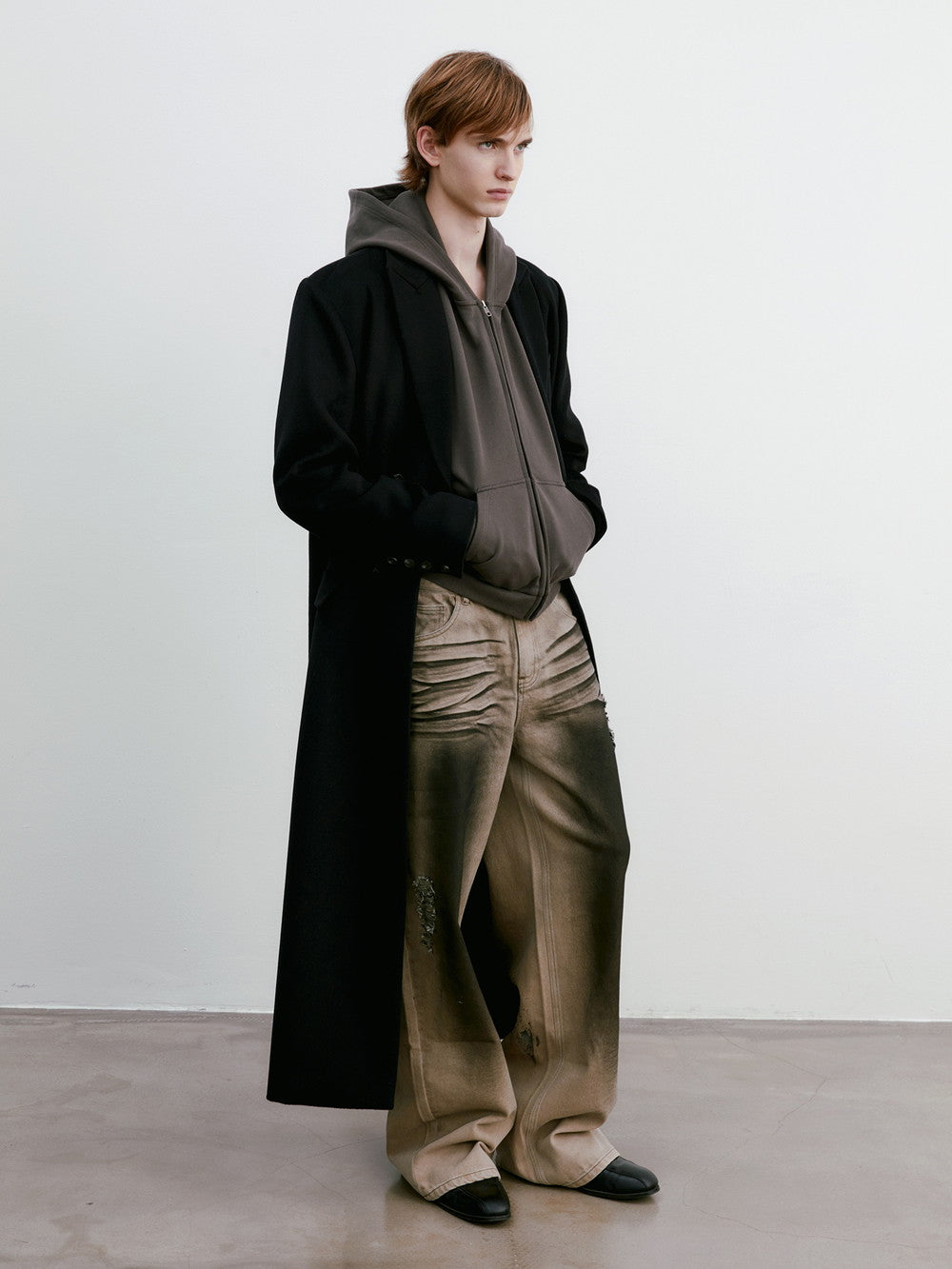 Unisex Wool Simple Maxi Long-Coat