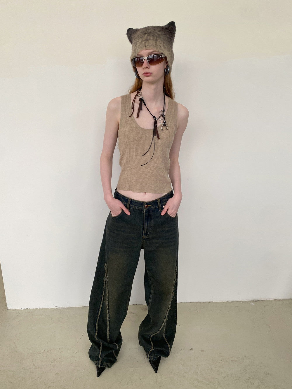 Unisex Denim Casual Wide Loose Flare-Pants