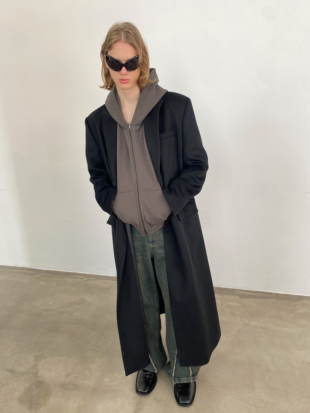 Unisex Wool Simple Maxi Long-Coat