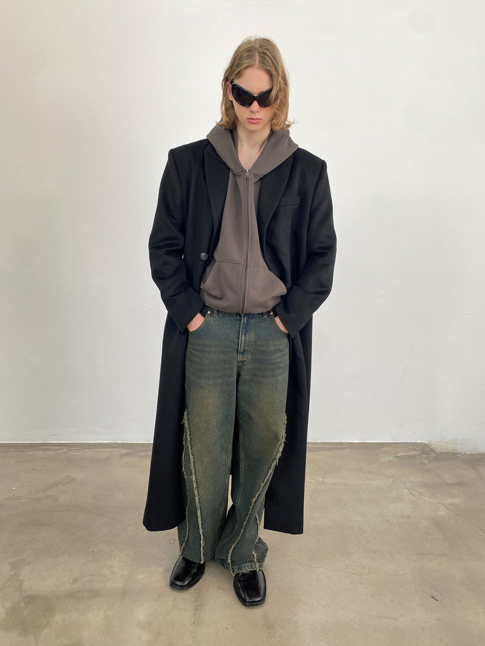 Unisex Wool Simple Maxi Long-Coat