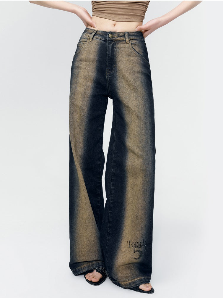 Straight Denim Casual Wide-Pants