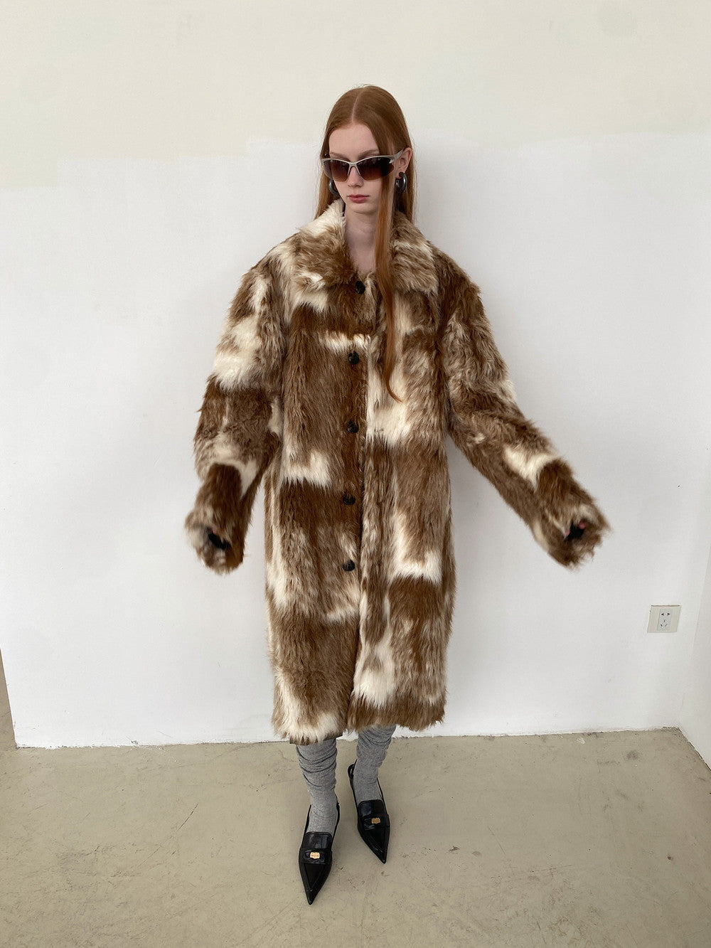 Unisex Fluffily Long Warm Wool Oversize Boa-Coat