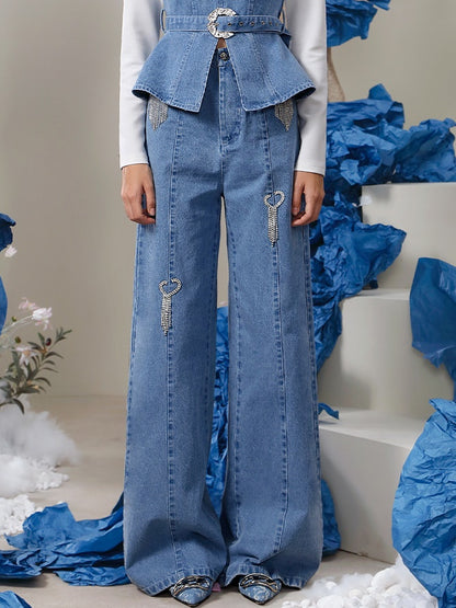 Denim Flare Bijou Nichi Chain Wide-Pants