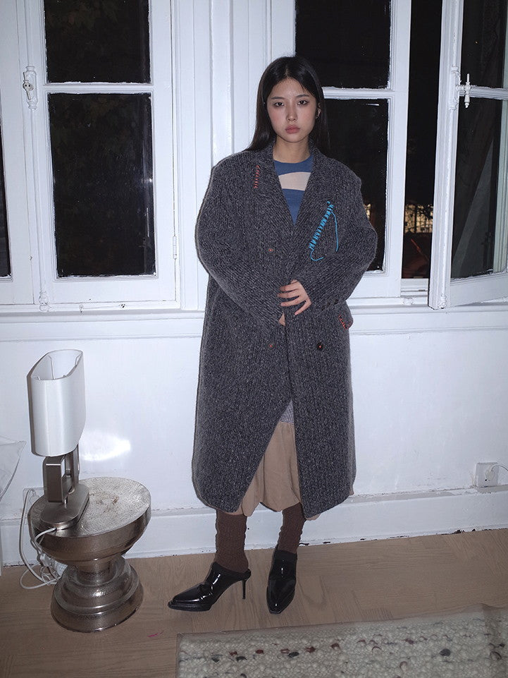 Wool Retro Simple Dark Oversize Coat