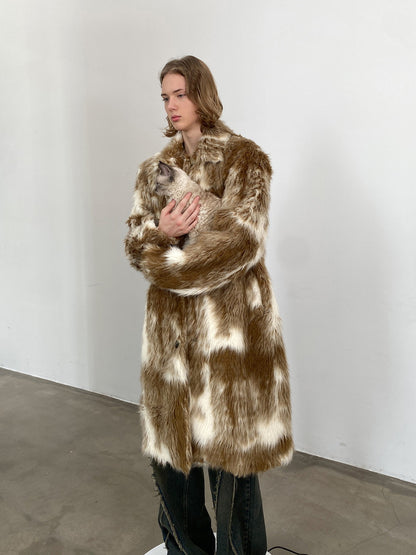 Unisex Fluffily Long Warm Wool Oversize Boa-Coat