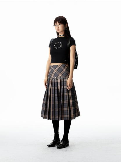 Ring Nichi Checked Pleats Girly Flare Skirt