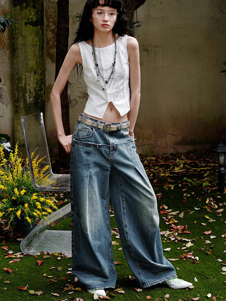 Denim Casual Straight Loose Wide-Pants