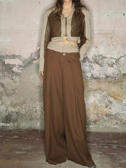 Long Loose Straight Plain Cool Wide-Pants