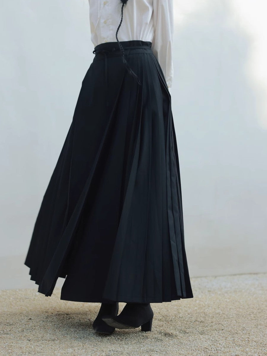 Box-plies Flare A-Line High-Waist Long-Skirt