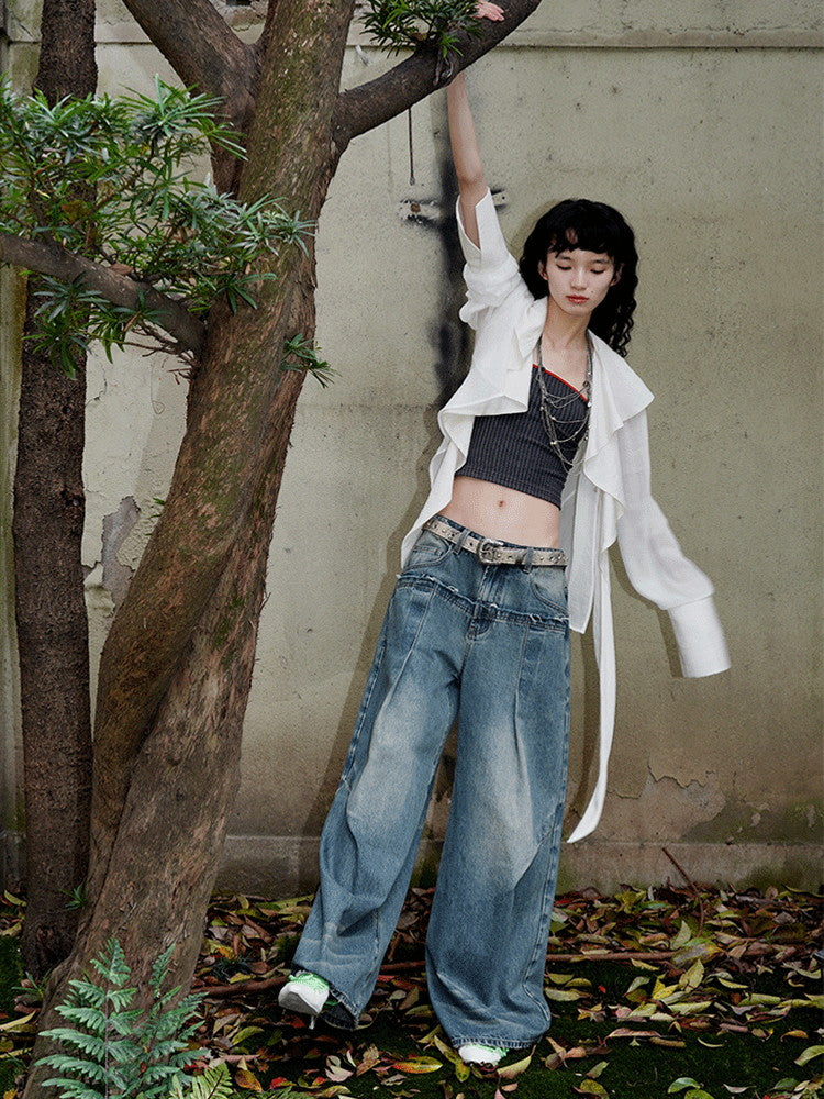 Denim Casual Straight Loose Wide-Pants