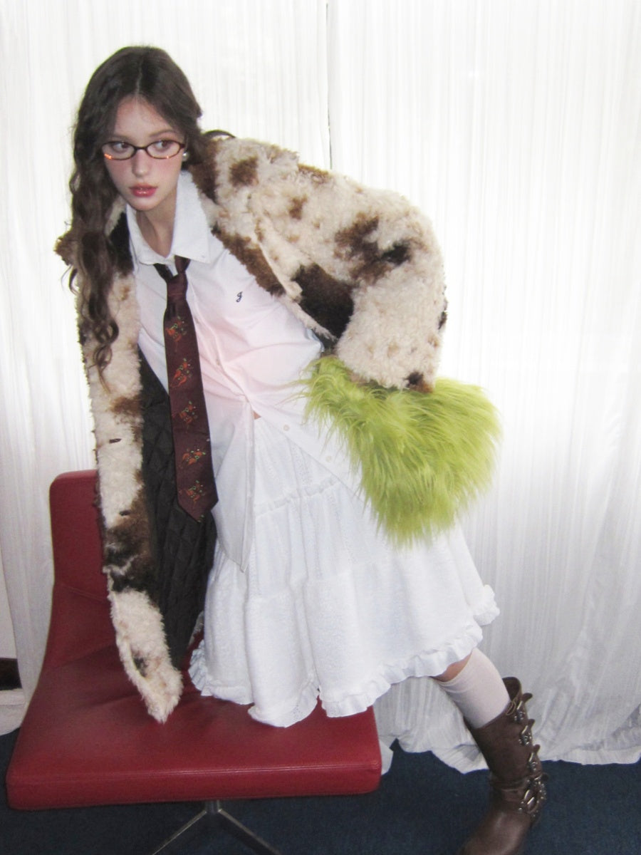 Fluffily Retro Sleeveless Retro Boa-Coat