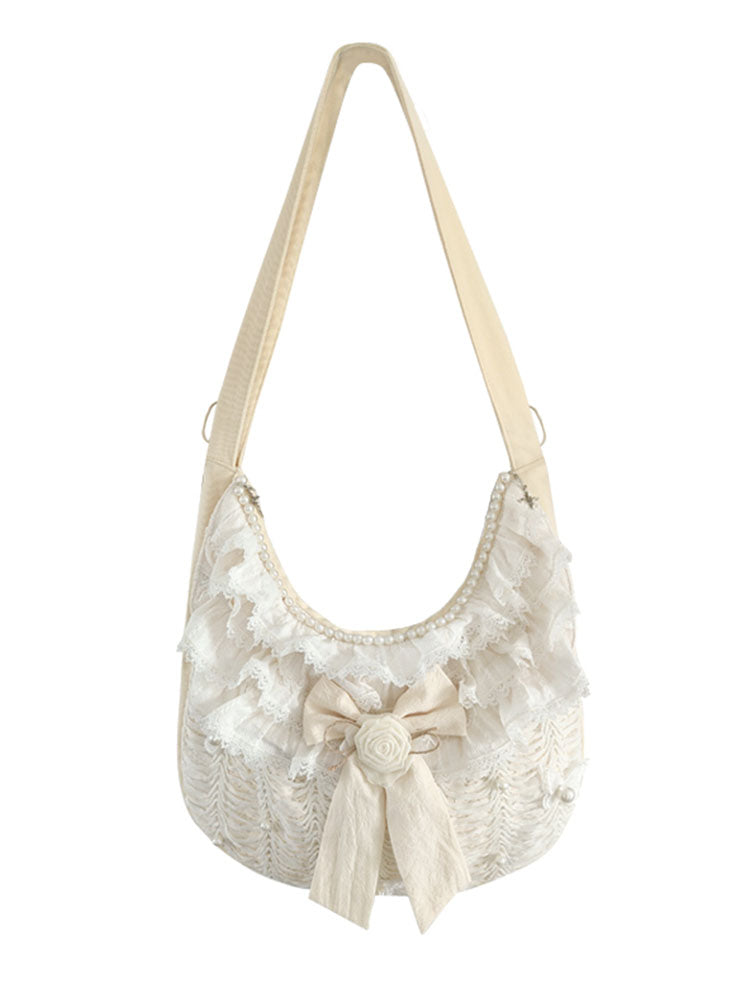 Pearl Lace Ribbon Large Frill Lace Bag