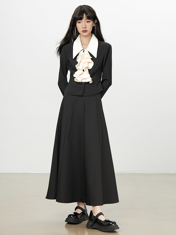 Formal Suit Classy Chic Frill Tops＆Long-Skirt