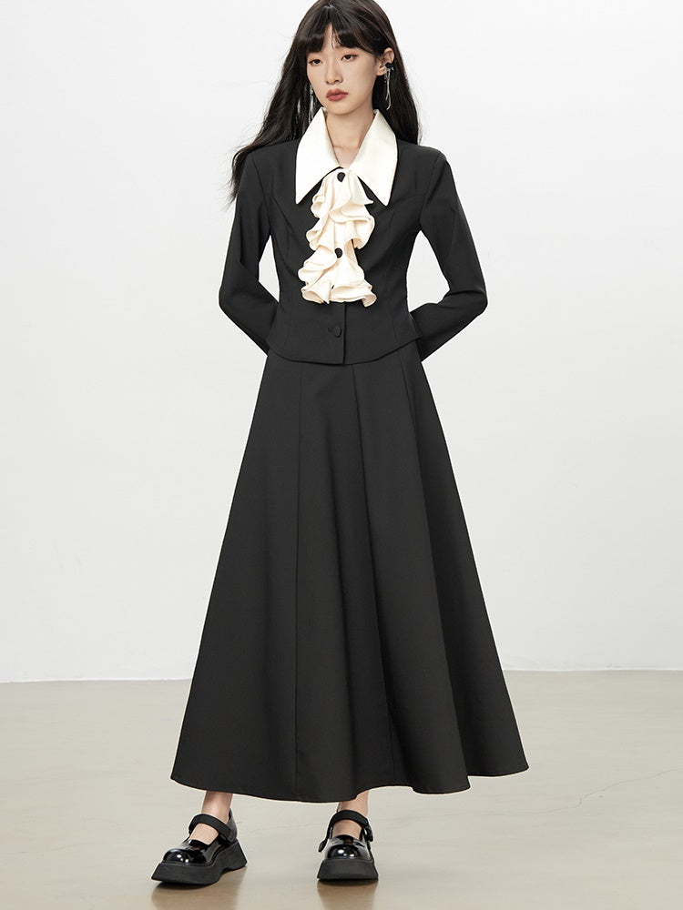 Formal Suit Classy Chic Frill Tops＆Long-Skirt