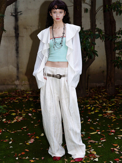 Summer Wrinkled Loose High-Waist Wide-Pants