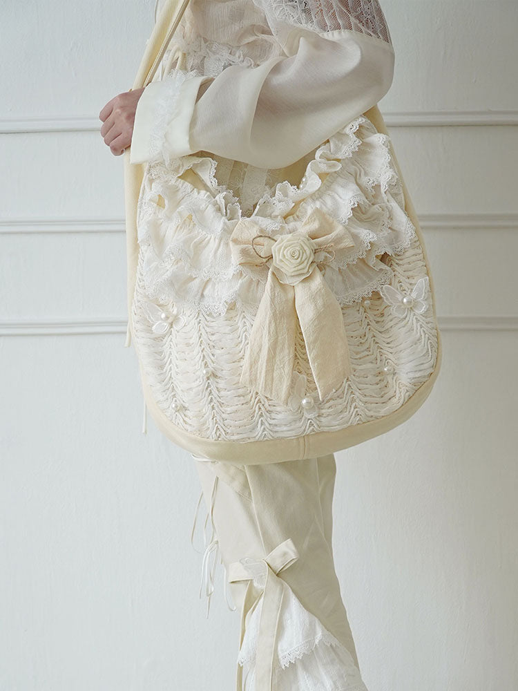 Pearl Lace Ribbon Large Frill Lace Bag