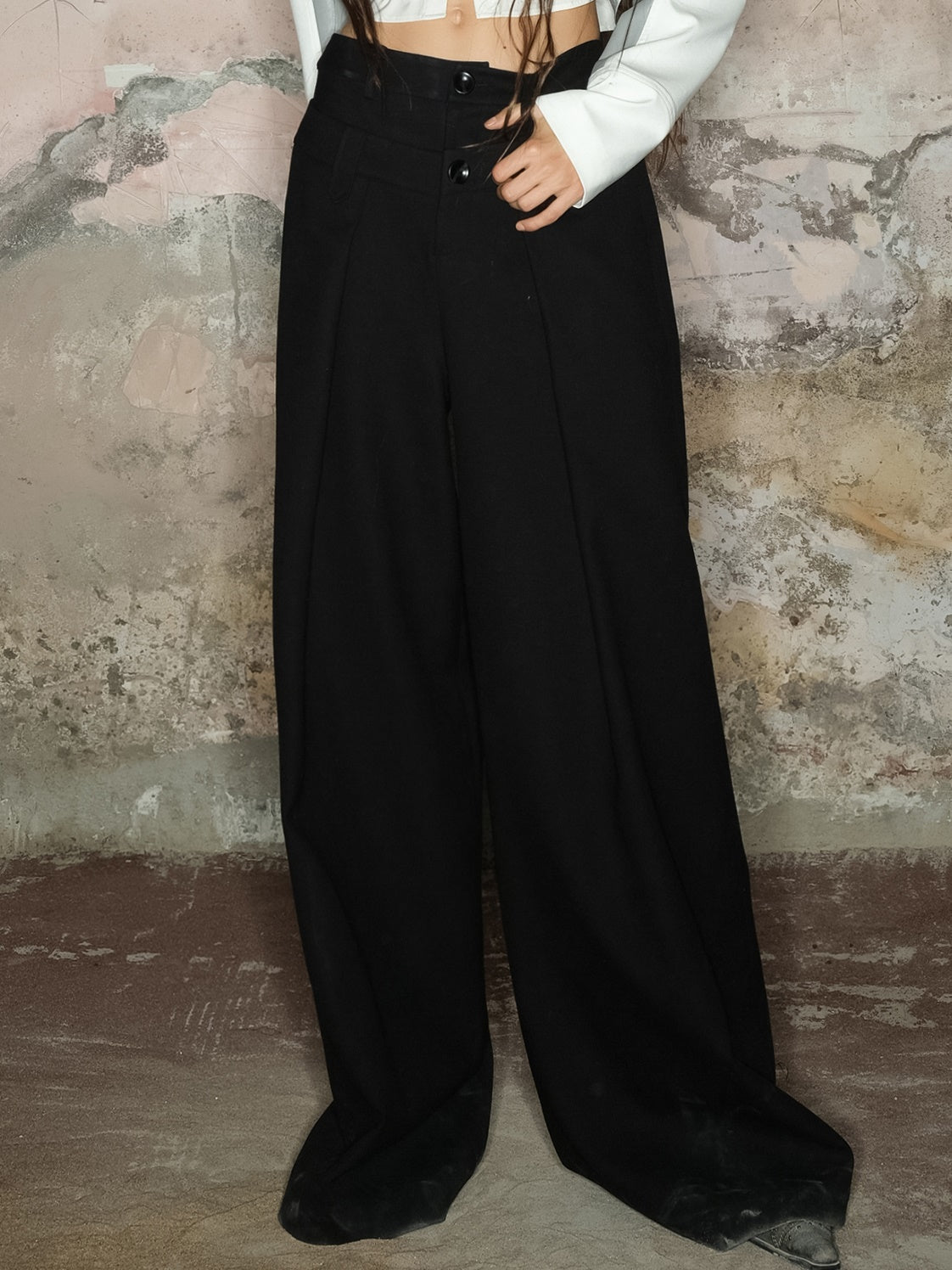 Long Loose Straight Plain Cool Wide-Pants