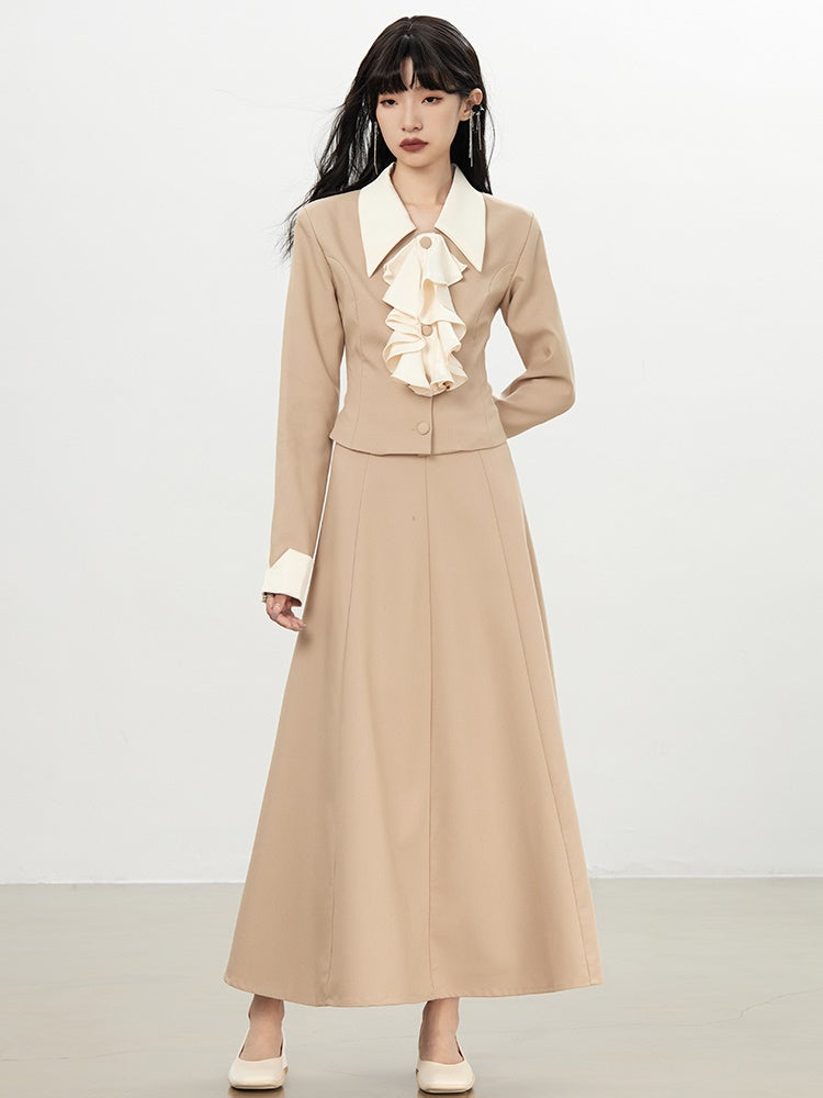 Formal Suit Classy Chic Frill Tops＆Long-Skirt