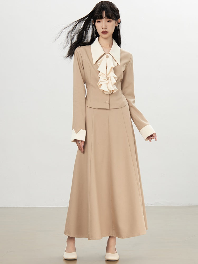 Formal Suit Classy Chic Frill Tops＆Long-Skirt