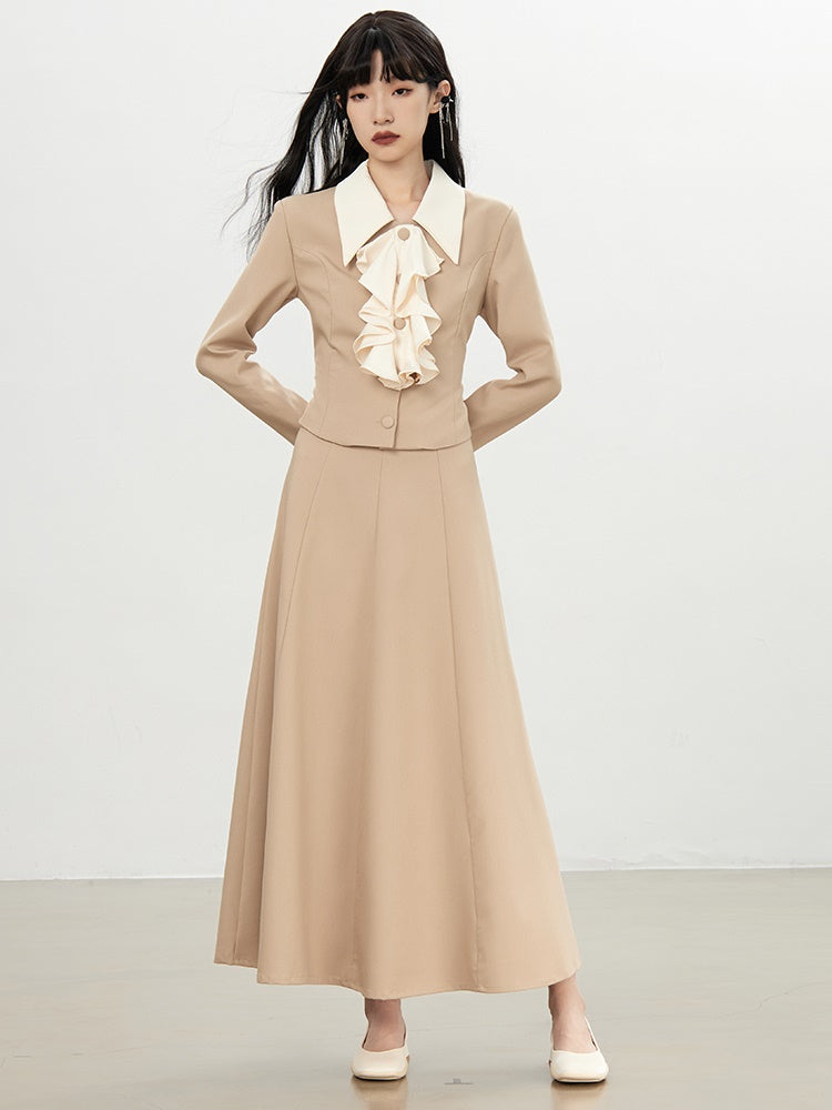 Formal Suit Classy Chic Frill Tops＆Long-Skirt