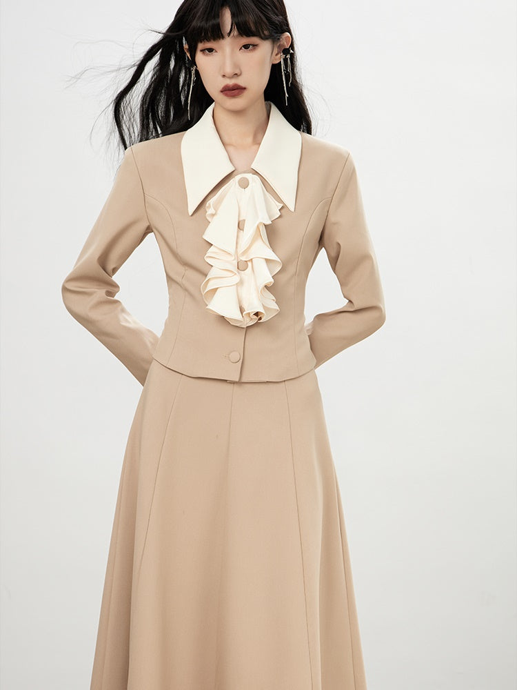 Formal Suit Classy Chic Frill Tops＆Long-Skirt