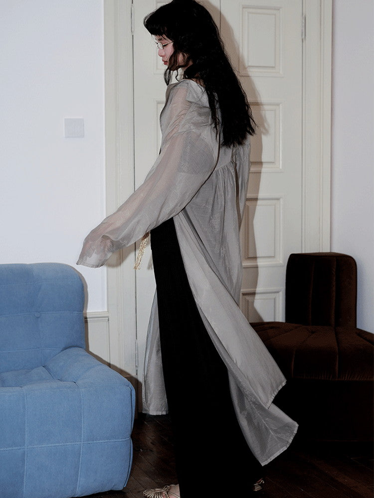 Sheer Loose Chic Nichi Long-Coat Long-Cardigan