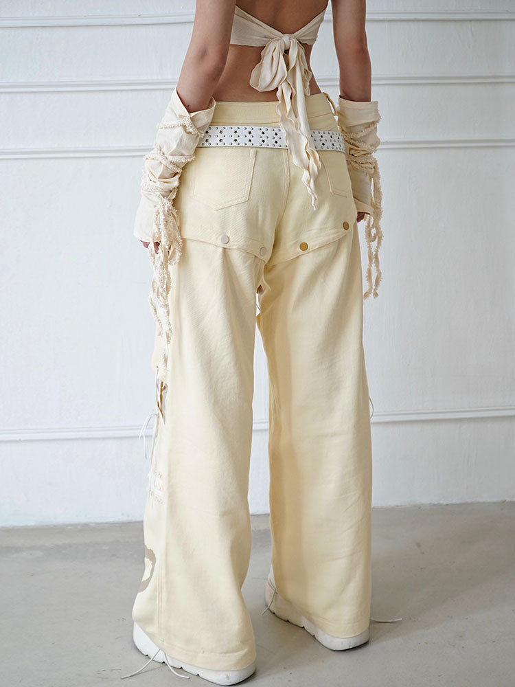 2Way Short-Patns Lace-Up Lace Nichi Casual Wide-Pants