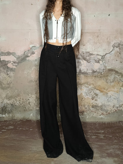 Long Loose Straight Plain Cool Wide-Pants