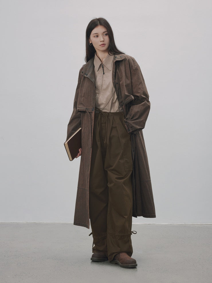 Loose Retro Long Oversize Windbreaker Long-Coat