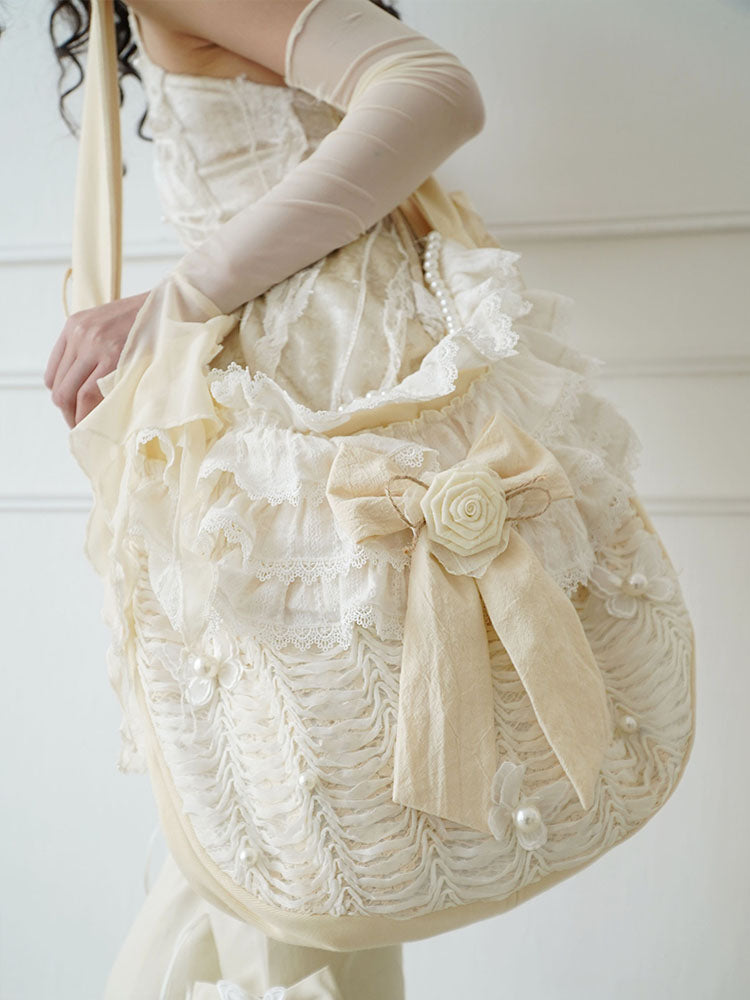 Pearl Lace Ribbon Large Frill Lace Bag