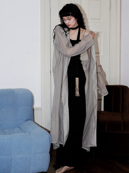 Sheer Loose Chic Nichi Long-Coat Long-Cardigan