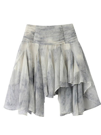 Set-Up Speckled Sheer Nichi Tie-Dye Cutsew＆Mini-Skirt＆Inner