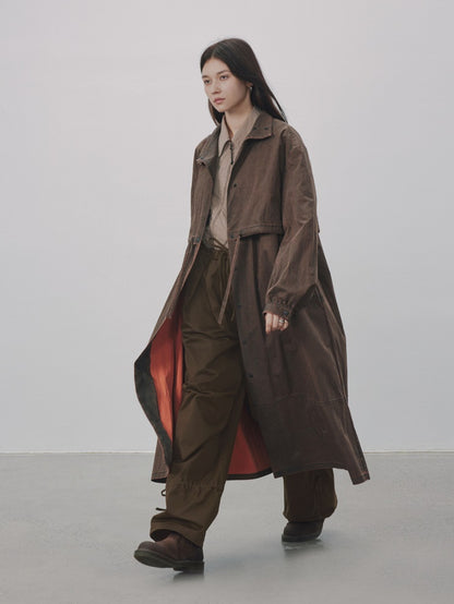 Loose Retro Long Oversize Windbreaker Long-Coat