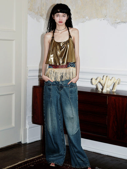 Denim Casual Straight Loose Wide-Pants