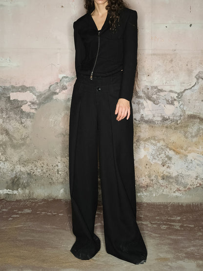 Long Loose Straight Plain Cool Wide-Pants