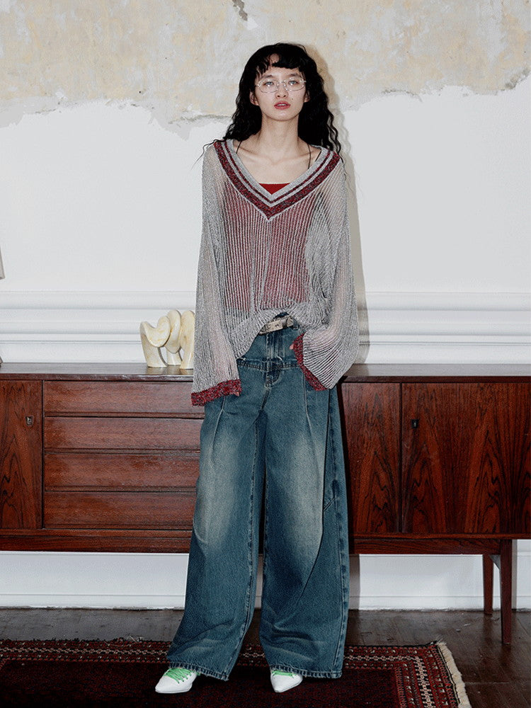 Denim Casual Straight Loose Wide-Pants