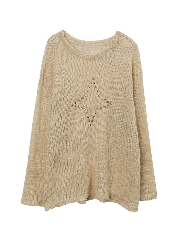 Studs Star Loose Low-Gauge Thin Oversize Knit