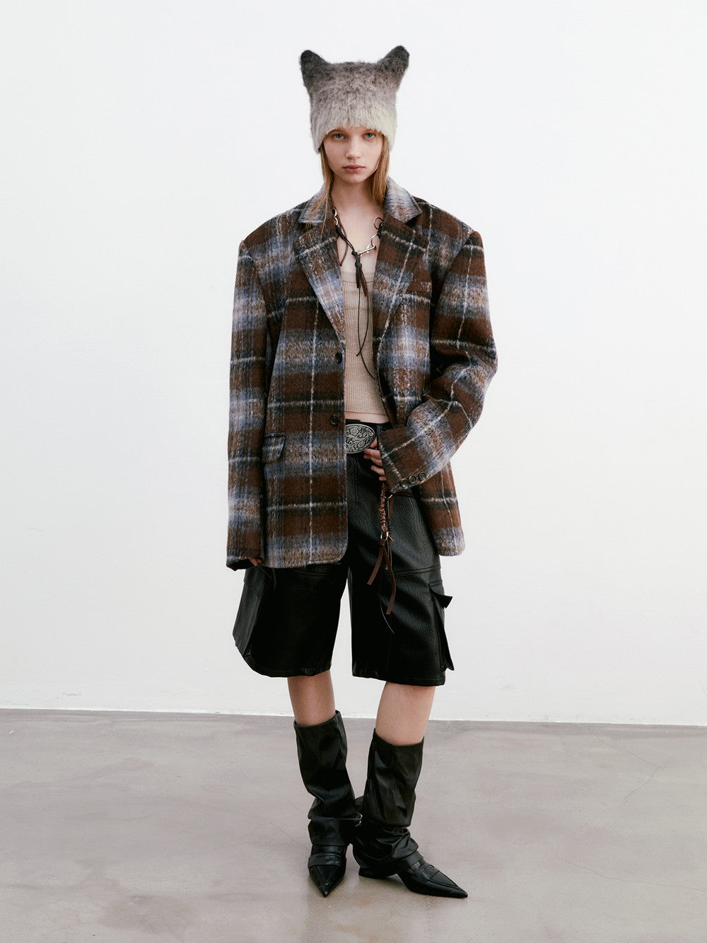 Unisex checked Retro Drop^Schulterwollejacke