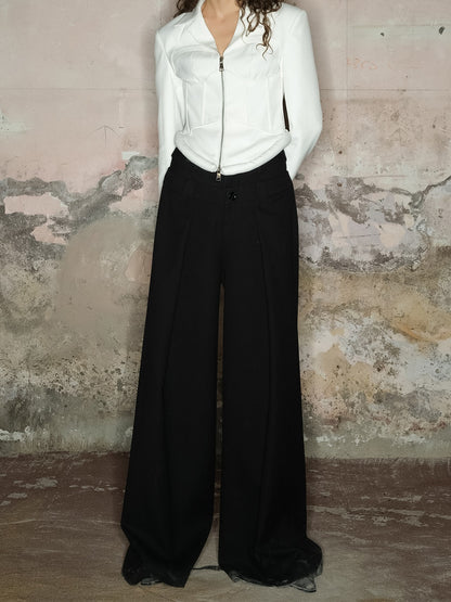 Long Loose Straight Plain Cool Wide-Pants