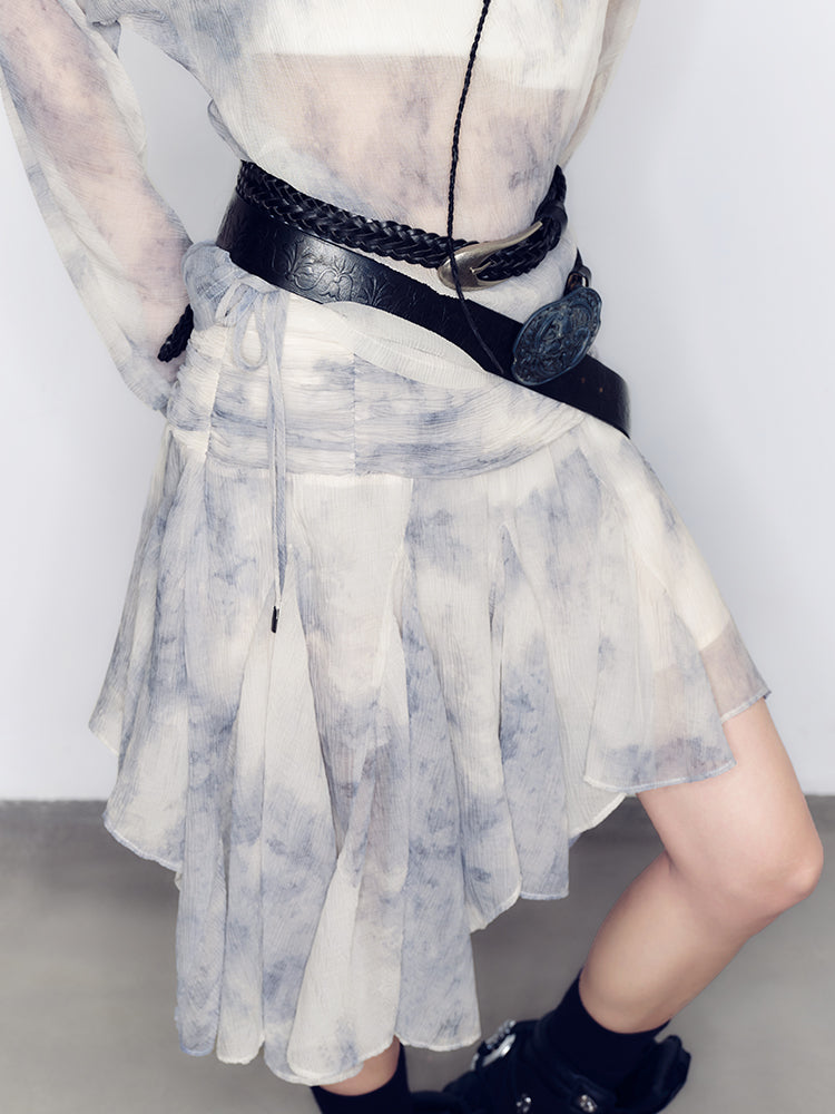 Set-Up Speckled Sheer Nichi Tie-Dye Cutsew＆Mini-Skirt＆Inner