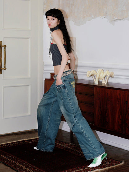 Denim Casual Straight Loose Wide-Pants