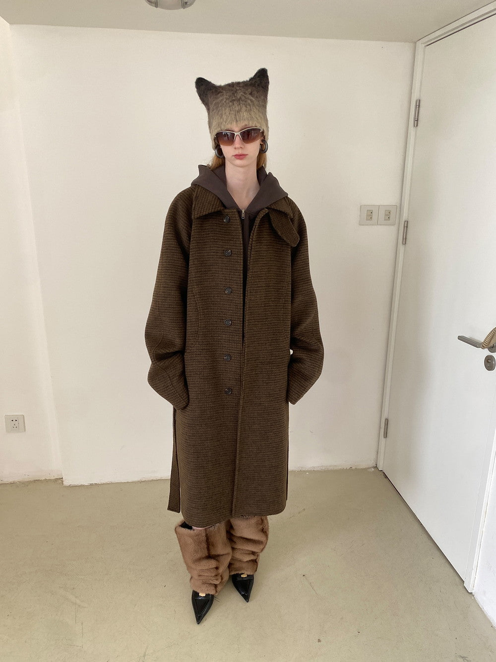 Unisex Retro Wool Simple Warm Long-Coat