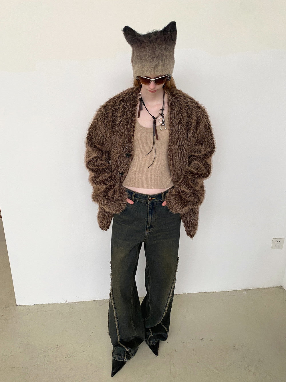 Unisex Fluffily Retro Drop-Shoulder Oversize Fur-Jacket – ARCANA ...