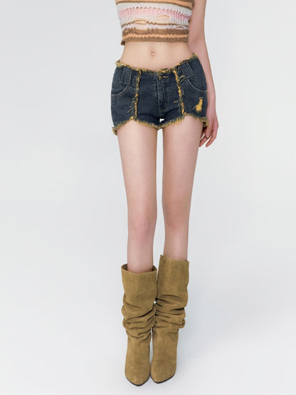 Denim Tassel Tight Hot-Pants