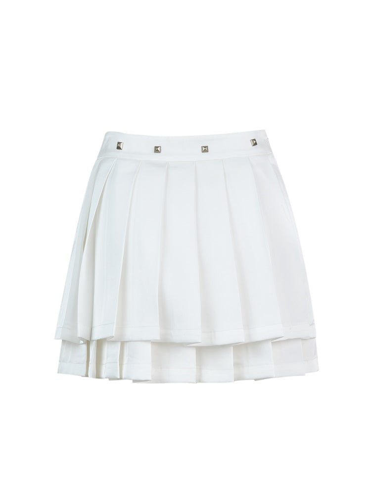 Tiered PLEATS MINI CASUAL SPORTY SKIRT