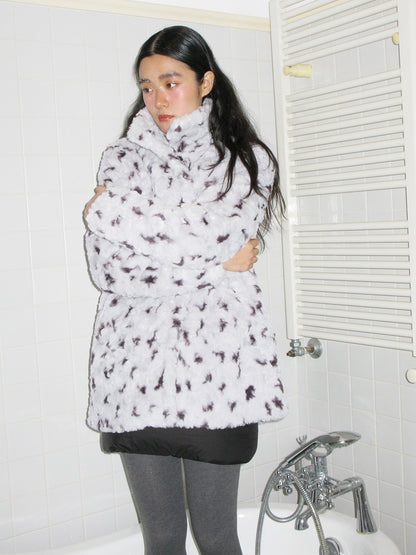 Stand-Collar Retro Fluffily Oversize Warm Dot Boa-Jacket