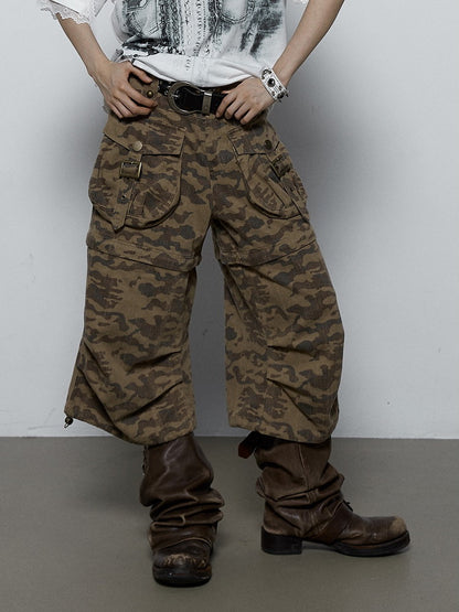 2Way Camouflage Cargo Casual Drawstring Half-Pants