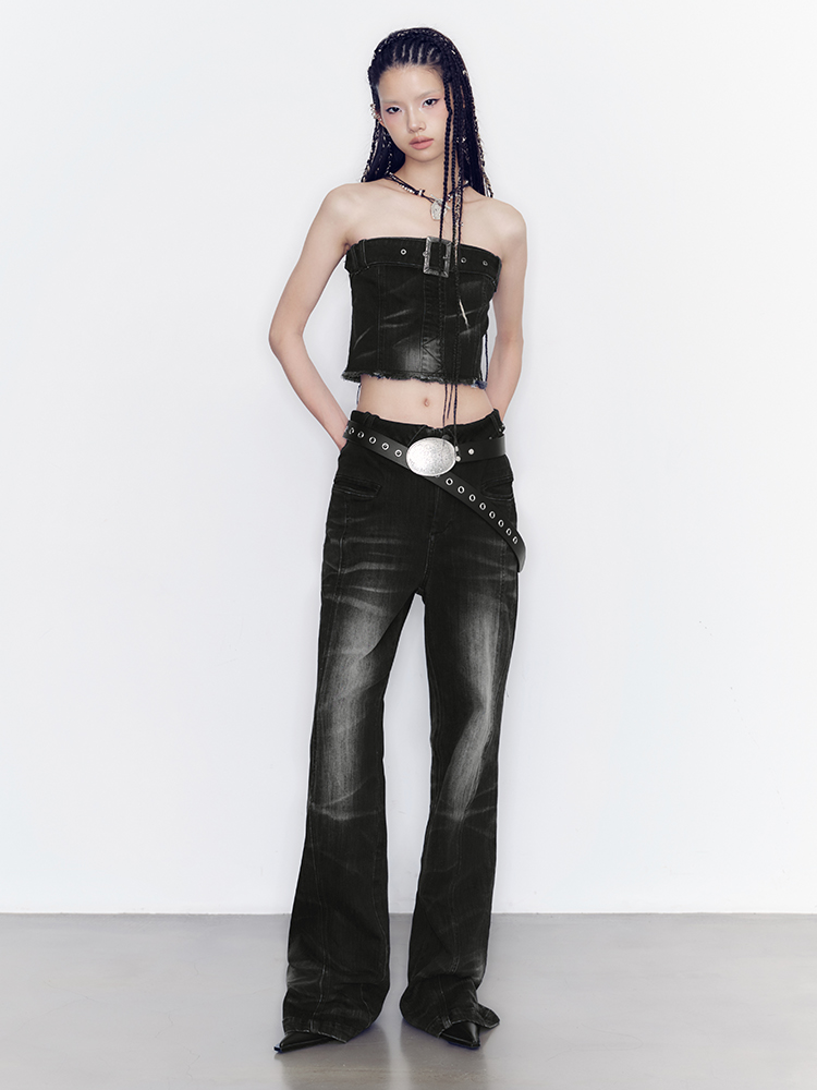 Denim Casual Faded Flare-Pants – ARCANA ARCHIVE