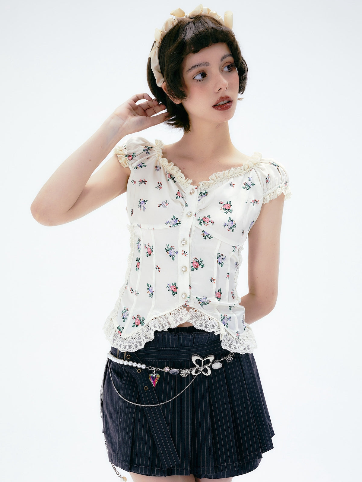 Lace Frill Flower Girly Blouse