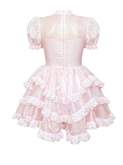 Organza Rhinestone Bow Short-sleeved Lace Princess Dress